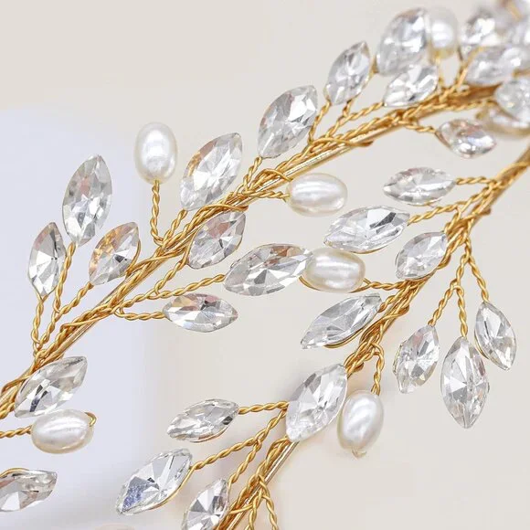 Bridal Crystal Headbands Double Layer Wedding Headdress Gold Wedding Headpieces